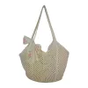 Beige crocheted bag strap with floral bow decoration handmade woven handbag Item Picture